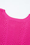 Rose Red Pointelle Knit Scallop Edge Short Sleeve Top